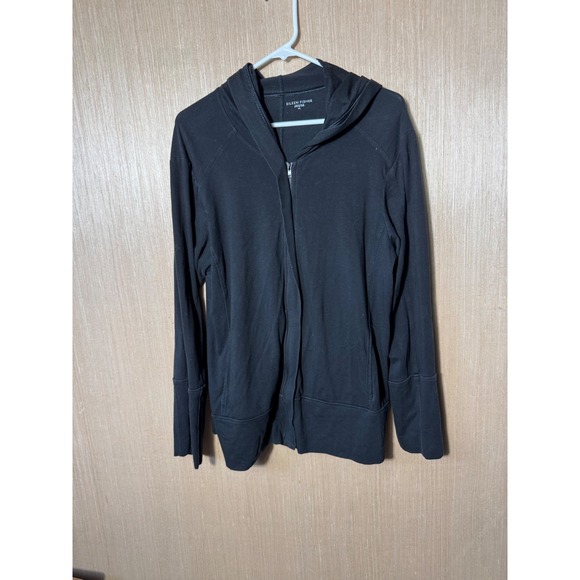Eileen Fisher Black Organic Cotton Blend Full Zip Hoodie Jacket XL - Picture 1 of 6
